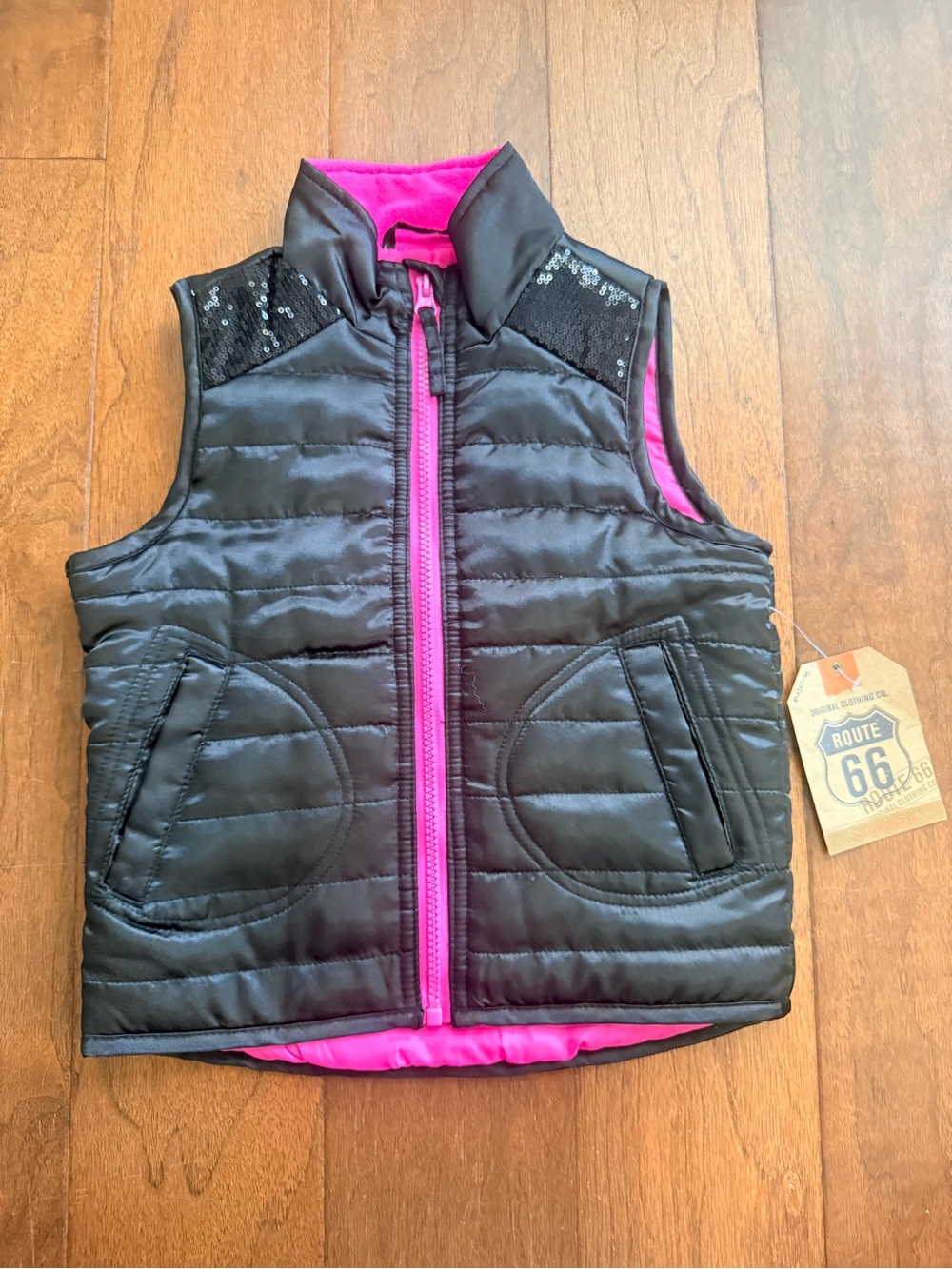 New Vintage Route 66 puffer vest, Kids size XS 4-5